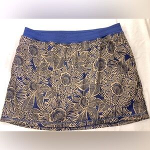 St. John's Bay Active Blue & Gold Floral Casual Athletic Skort Plus Size 1X